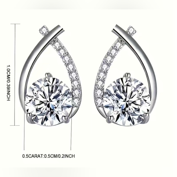 CERTIFIED MOISSANITE DIAMOND 1CWT 18KGP Sterling silver Earrings .5ea - Picture 2 of 13